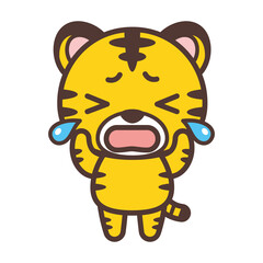 Cute tiger character crying-泣いているトラのキャラクター