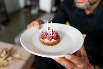 Closeup image of a birthday cake