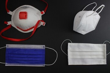 verschiedene Schutzmasken mit schwarzem Hintergrund 