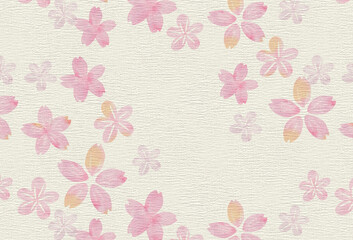 和風,水彩,和紙の桜 シームレスパターン背景