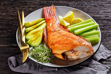 cold smoked red snapper on a plate
