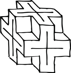 simple drawing of a cross. vector image cross volumetric.