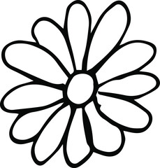 set of simple summer flowers drawings. abstract flower illustration. hand drawn vector art. black white illustration