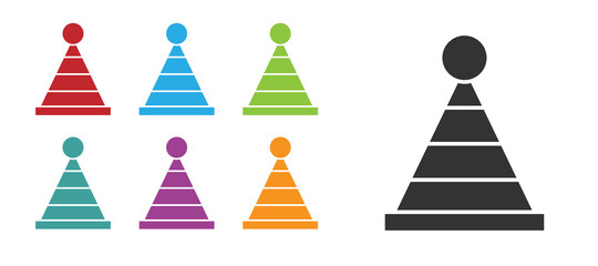 Black Party hat icon isolated on white background. Birthday hat. Set icons colorful. Vector.