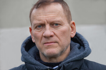 close up portrait of  handsome middle aged man on isolated background