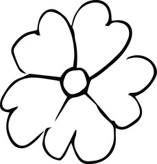 set of simple summer flowers drawings. abstract flower illustration. hand drawn vector art. black white illustration