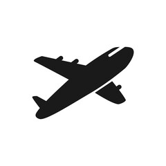 Vector black plane icon, vector airplane sign, isolated on the white background. Travel symbol in flat style