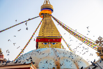 Boudhanath Stupa in Kathmandu, Nepal. - obrazy, fototapety, plakaty