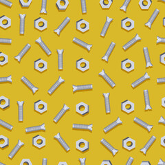 Seamless background with screws and bolts. Construction tools for home renovation. vector illustration.