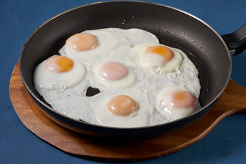 Fried eggs in the pan