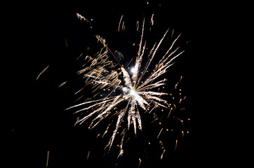 fireworks on night sky on new years eve in the arctic circle