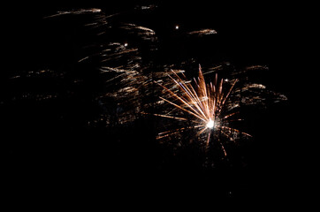 fireworks on night sky on new years eve in the arctic circle