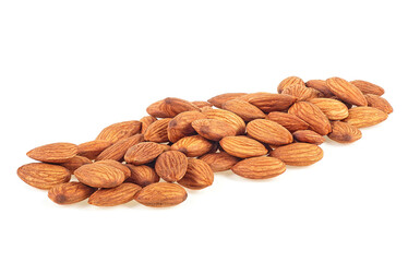 Group of almond nuts isolated on a white background