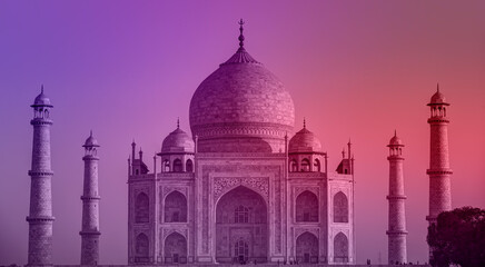 Taj Mahal with bright blue sky - Agra, India