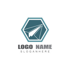 Naklejka premium Paper plane logo vector illustration template