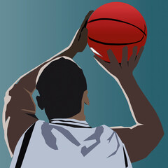 illustration of a person shooting a basketball at the target