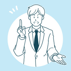 説明をするスーツを着た男性のイラスト