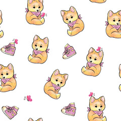 fox seamless pattern. city Style. for children. for girl