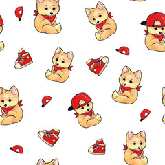 fox seamless pattern. city Style. for children. for boy