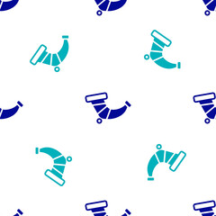 Blue Hunting horn icon isolated seamless pattern on white background. Vector.