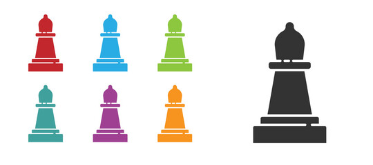 Black Chess icon isolated on white background. Business strategy. Game, management, finance. Set icons colorful. Vector.