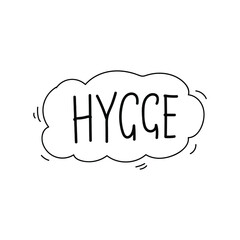 
word hygge doodle on the white background