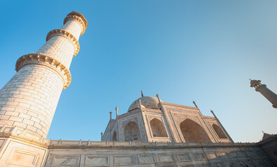 Taj Mahal with bright blue sky - Agra, India