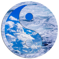 yin yang symbole, mer et ciel