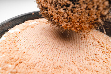 Bright shimmer make-up pressed eyeshadows texture close up