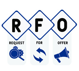 RFO - Request For Offer acronym. business concept background.  vector illustration concept with keywords and icons. lettering illustration with icons for web banner, flyer, landing page