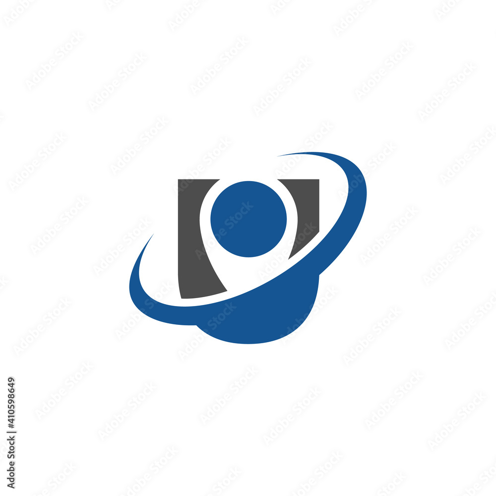 Poster initial letter u map pointer typography logo