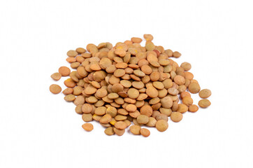 Green lentil on the white background