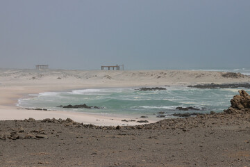 Beach in Oman, Masirah Island volcanic landscape
