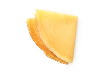 Tasty thin pancake isolated on white background