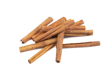 Cinnamon sticks on a white background