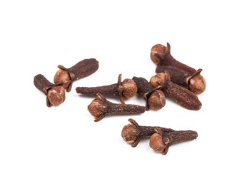 Dried clove spice on the white background