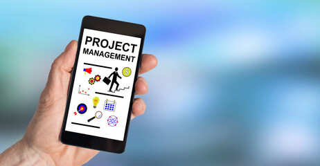 Project management concept on a smartphone