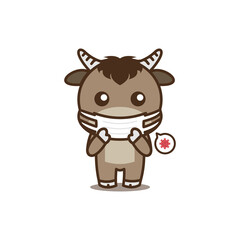 cute buffalo cartoon character