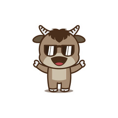 Cool cute buffalo cartoon character
