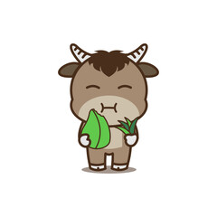 Cute buffalo cartoon character