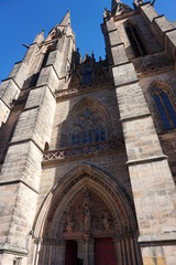 Fototapeta na wymiar the front of the St. Elizabeth Church in Marburg, Hessen, Germany, February