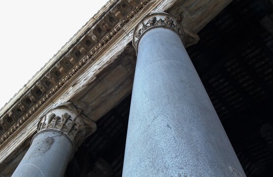 Columns of the pronaos of the Pantheon in Rome