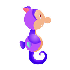 purple seahorse in cute cartoon style, vector cartoon design illustration, perfect for t-shirt designs, pillows, card sheets, invitations, books, posters etc.