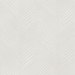 Embossed motif pattern on paper background, seamless texture, leaves and chevron pattern, 3d illustration	 - 410600886