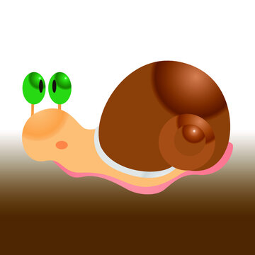 cute green eyed brown snail is suitable for design and print in all media, vector cartoon design