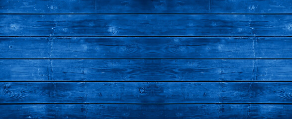 Abstract grunge old dark blue indigo painted wooden texture - wood background panorama long banner	
