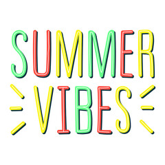 vector trending handwritten lettering  "summer vibes" isolated on white background. can be used for various types of illustrations, advertisements, posters, web design elements, T-shirt prints