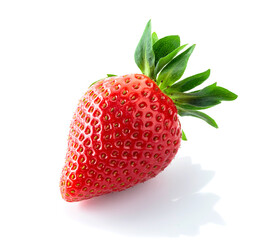Ripe juicy strawberry isolated on white.