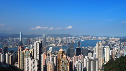 Fototapeta na wymiar Top view of Hong Kong buildings cityscape