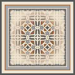 Creative trendy color abstract geometric pattern in beige gray orange, vector seamless, can be used for printing onto fabric, interior, design, textile, carpet. Frame.